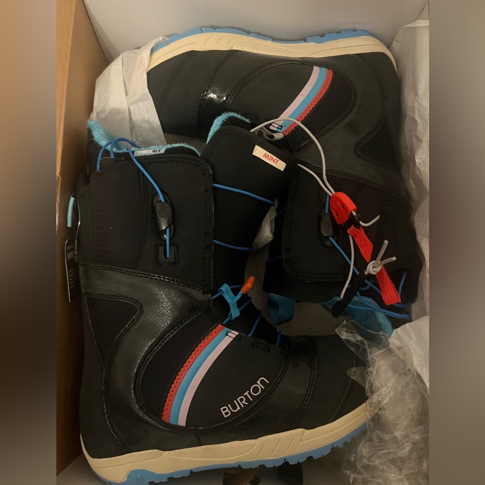 Burton Black and Blue Winter Boots with Red Accents